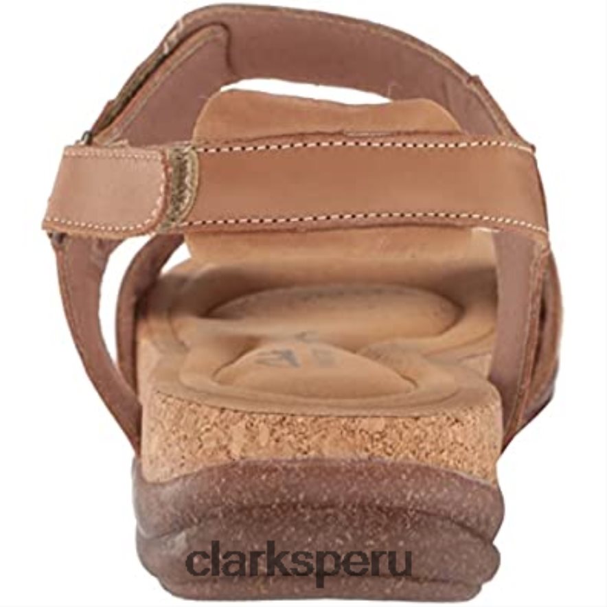 Sandalias planas Clarks Roseville Mae de piel color canela claro para mujer mujer Clarks 40N4LX1690