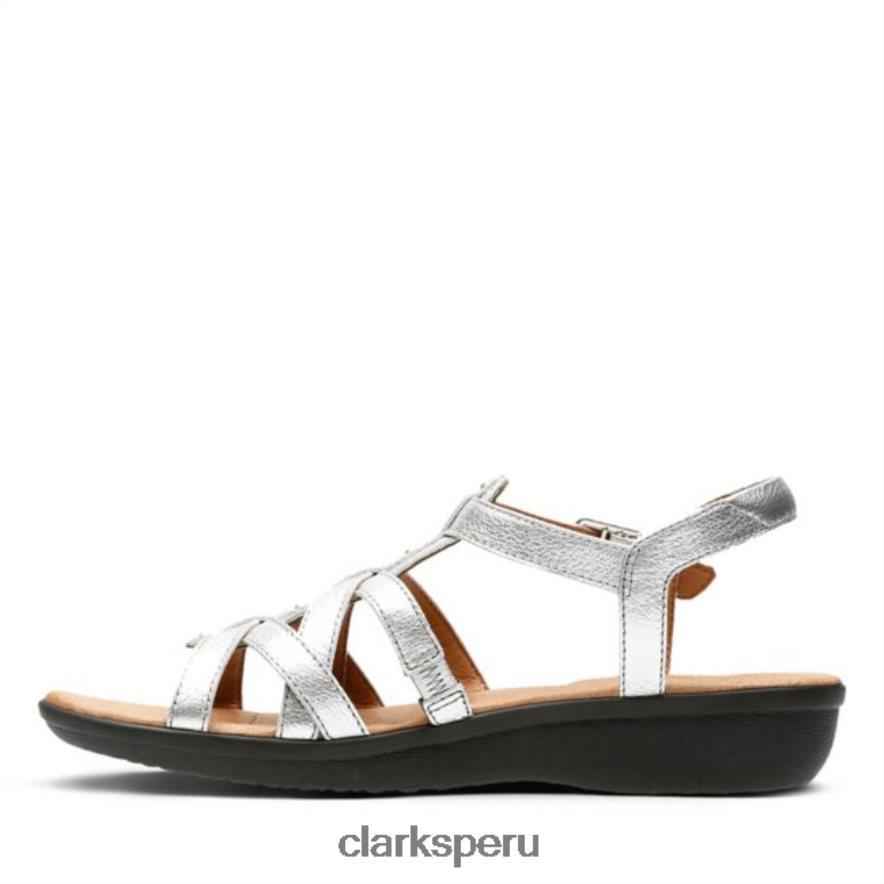 clarks manilla bonita cuero plateado cuero plateado mujer Clarks 40N4LX5210 cuero plateado