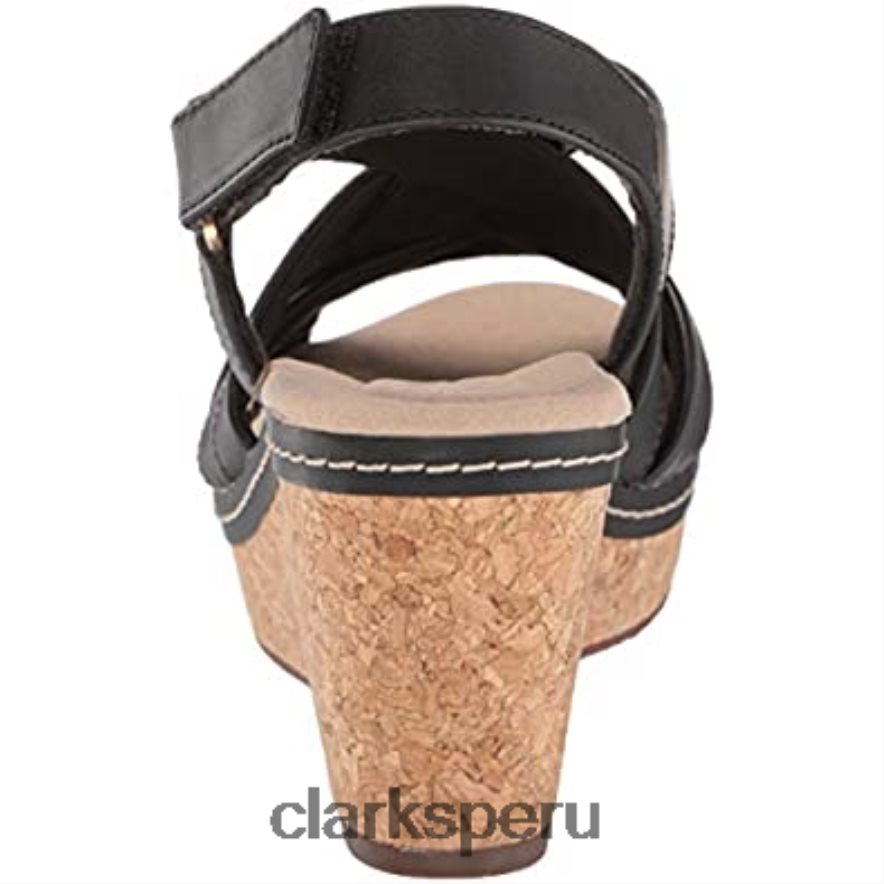 sandalia con cuña annadel rayna para mujer clarks de cuero negro mujer Clarks 40N4LX1070