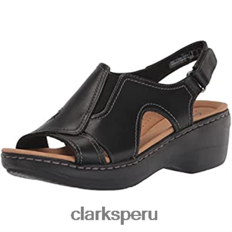 sandalia con cuña estilo merliah para mujer clarks cuero tostado mujer Clarks 40N4LX1999