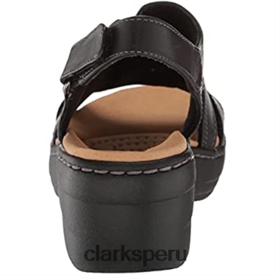 sandalia con cuña estilo merliah para mujer clarks cuero tostado mujer Clarks 40N4LX1999