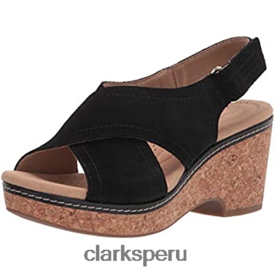 sandalia con cuña giselle cove mujer clarks cuero negro mujer Clarks 40N4LX1093 cuero negro