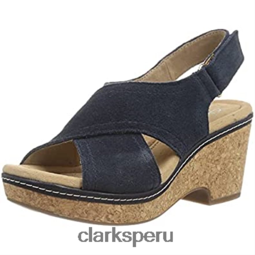 sandalia con cuña giselle cove para mujer clarks azul marino mujer Clarks 40N4LX1997 Armada