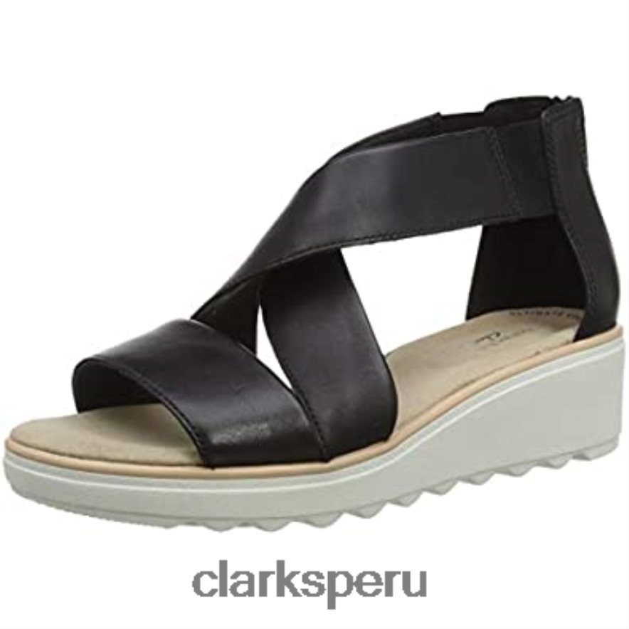 sandalia con cuña jillian rise para mujer clarks negro mujer Clarks 40N4LX2245 cuero negro cuero negro