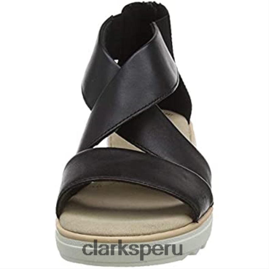 sandalia con cuña jillian rise para mujer clarks negro mujer Clarks 40N4LX2245 cuero negro cuero negro