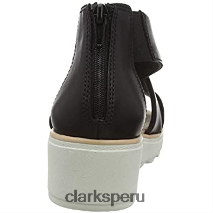 sandalia con cuña jillian rise para mujer clarks negro mujer Clarks 40N4LX2245 cuero negro cuero negro