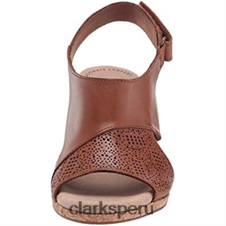 sandalia con cuña lafley joy para mujer clarks cuero tostado mujer Clarks 40N4LX1311 cuero marrón