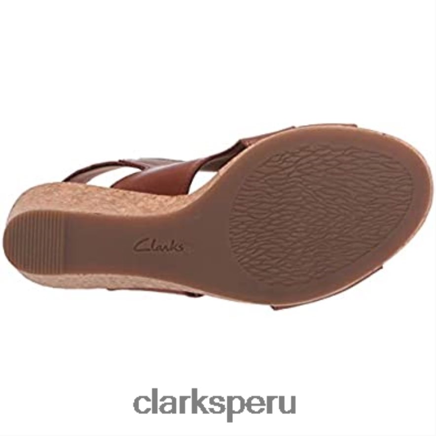 sandalia con cuña lafley joy para mujer clarks cuero tostado mujer Clarks 40N4LX1311 cuero marrón