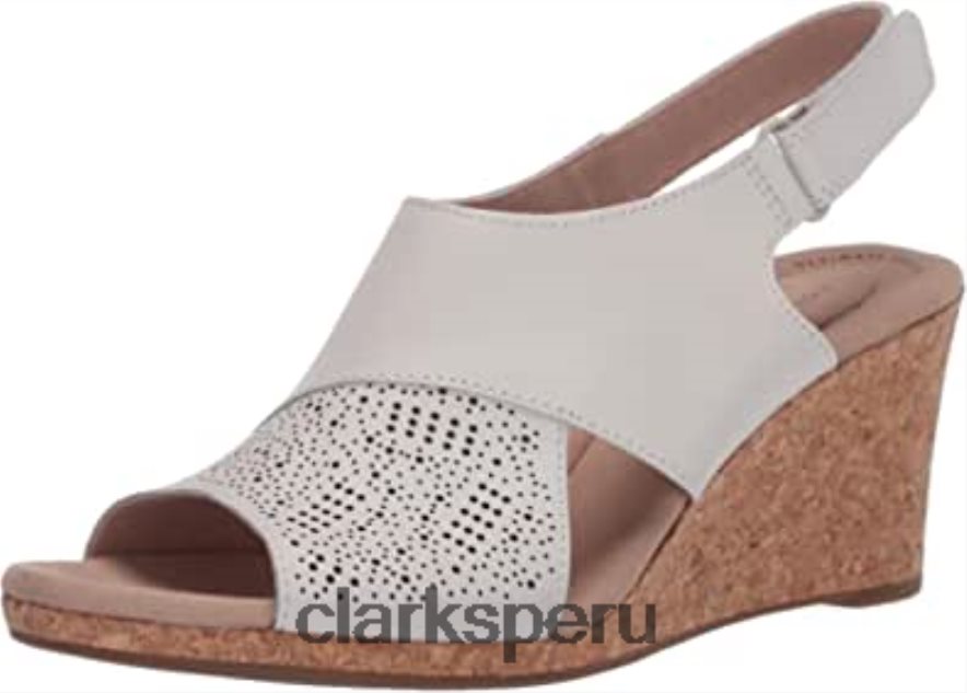 sandalia con cuña lafley joy para mujer de cuero blanco clarks mujer Clarks 40N4LX1350