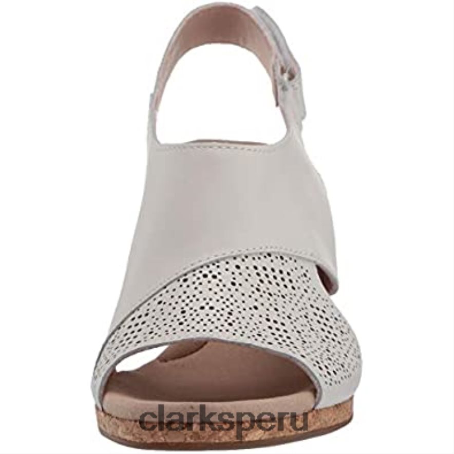 sandalia con cuña lafley joy para mujer de cuero blanco clarks mujer Clarks 40N4LX1350