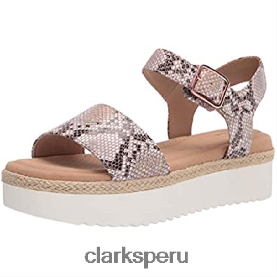 sandalia cuña mujer lana Shore clarks marrón serpiente sintética mujer Clarks 40N4LX2535 serpiente marrón sintética