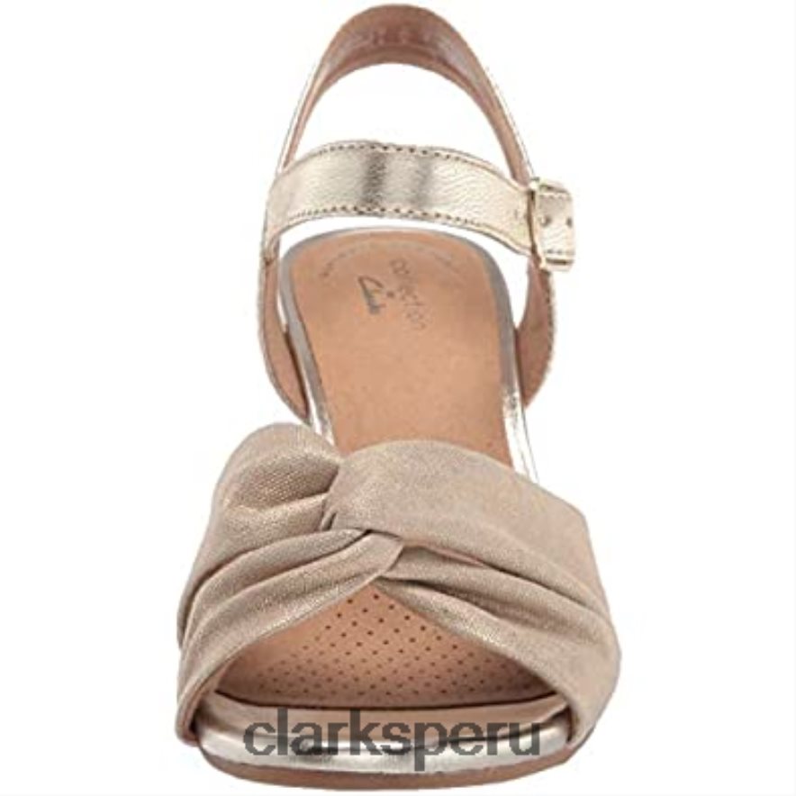 sandalia cuña mujer margee beth combi piel textil natural clarks mujer Clarks 40N4LX2948 combi cuero textil natural