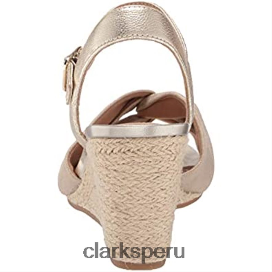 sandalia cuña mujer margee beth combi piel textil natural clarks mujer Clarks 40N4LX2948 combi cuero textil natural