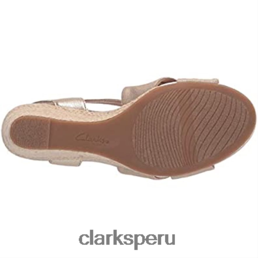 sandalia cuña mujer margee beth combi piel textil natural clarks mujer Clarks 40N4LX2948 combi cuero textil natural
