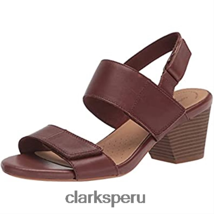 sandalia de tacón brillante lorene de mujer clarks cuero tostado mujer Clarks 40N4LX1157 cuero marrón