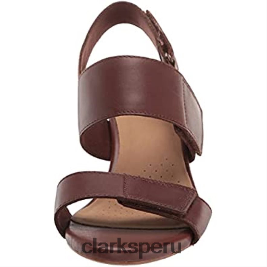 sandalia de tacón brillante lorene de mujer clarks cuero tostado mujer Clarks 40N4LX1157 cuero marrón