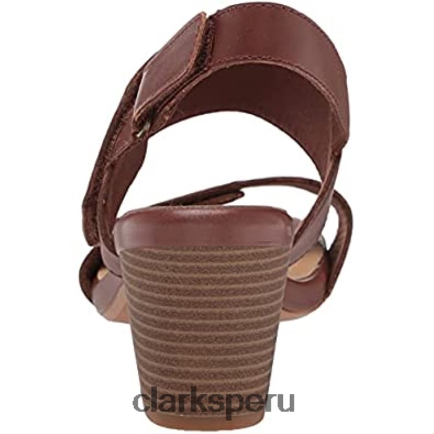 sandalia de tacón brillante lorene de mujer clarks cuero tostado mujer Clarks 40N4LX1157 cuero marrón