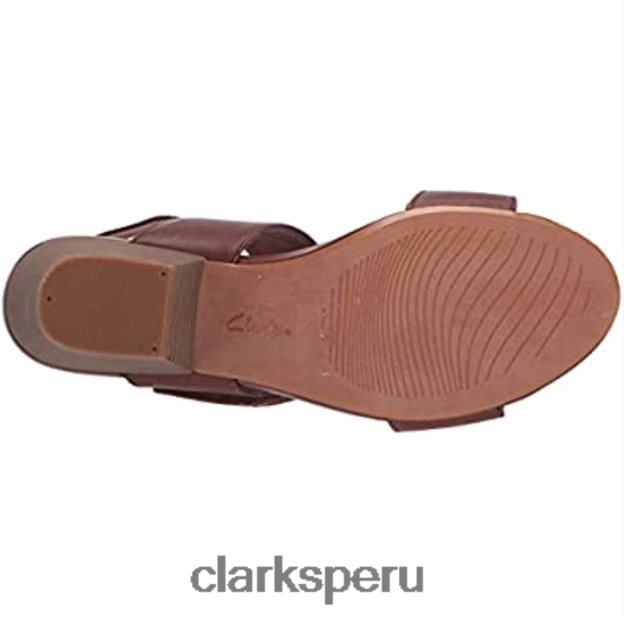 sandalia de tacón brillante lorene de mujer clarks cuero tostado mujer Clarks 40N4LX1157 cuero marrón