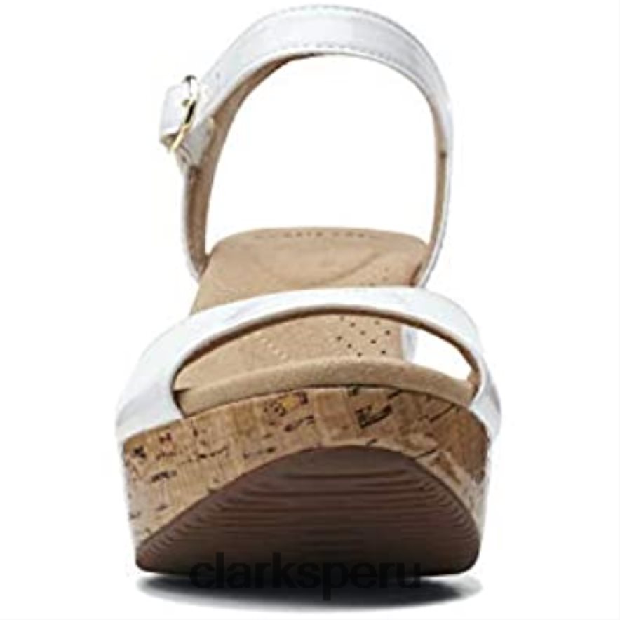 sandalia mujer annadel mystic cuña charol blanco sintético clarks mujer Clarks 40N4LX1502 charol blanco sintético