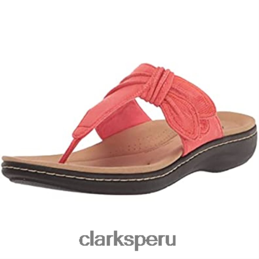 sandalia plana laurieann rae de mujer textil coral brillante clarks mujer Clarks 40N4LX780