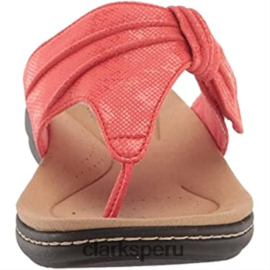 sandalia plana laurieann rae de mujer textil coral brillante clarks mujer Clarks 40N4LX780