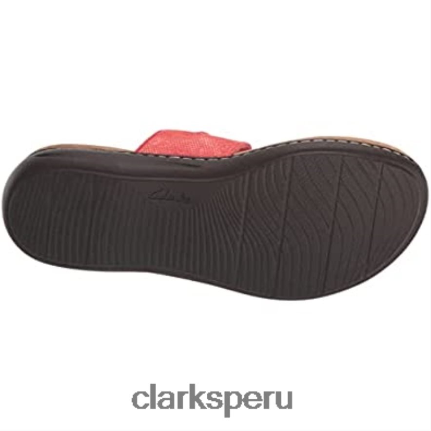 sandalia plana laurieann rae de mujer textil coral brillante clarks mujer Clarks 40N4LX780