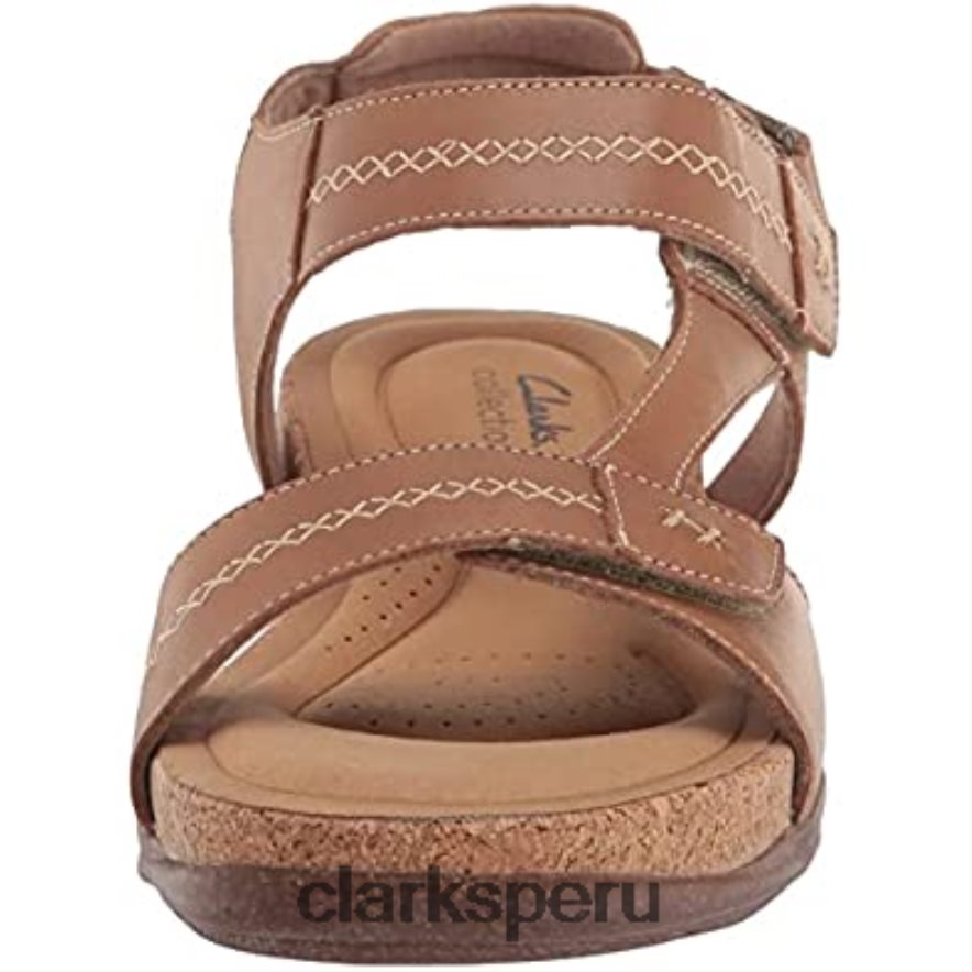 sandalia plana roseville mae para mujer clarks cuero tostado claro mujer Clarks 40N4LX1687