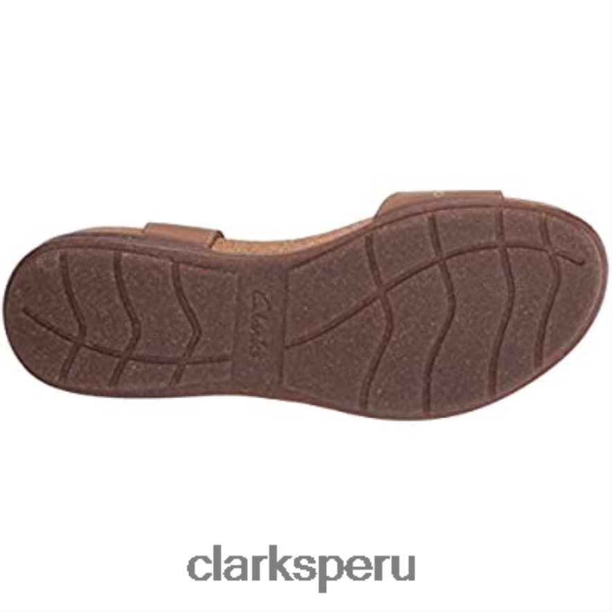 sandalia plana roseville mae para mujer clarks cuero tostado claro mujer Clarks 40N4LX1687