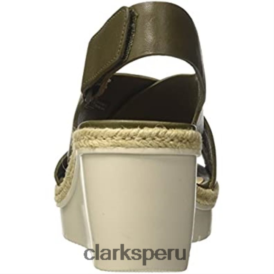 sandalias clarks palm g de cuero verde caqui con tira baja en el tobillo para mujer mujer Clarks 40N4LX2563 cuero verde caqui