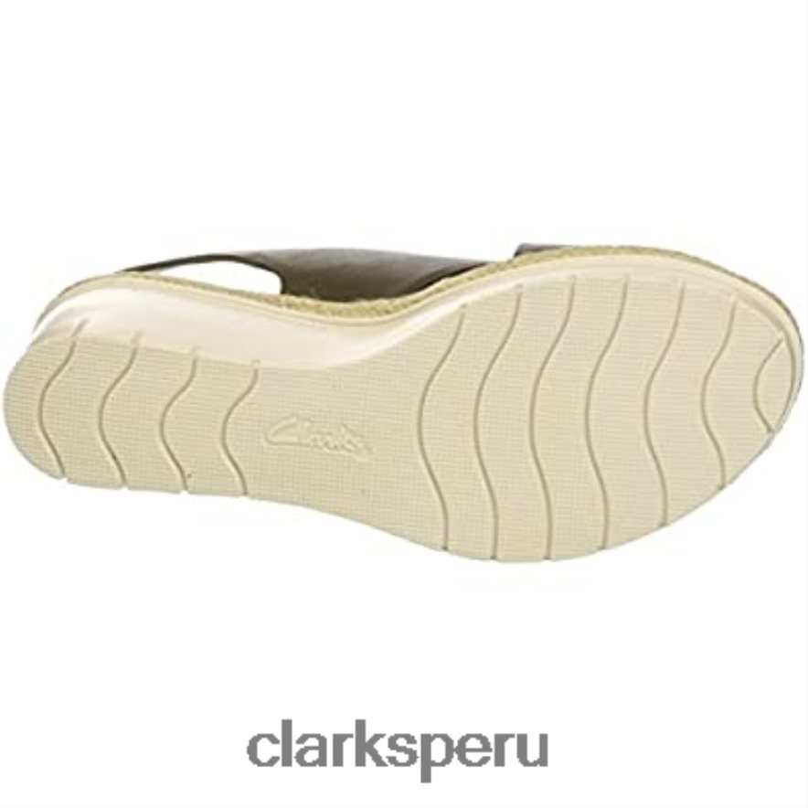 sandalias clarks palm g de cuero verde caqui con tira baja en el tobillo para mujer mujer Clarks 40N4LX2563 cuero verde caqui