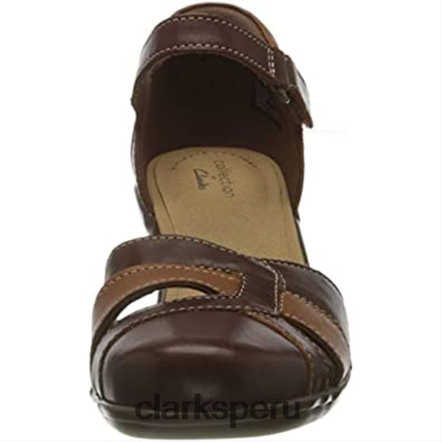 sandalias de tacón combi de piel color canela oscuro para mujer 261 600764 emily daisy clarks mujer Clarks 40N4LX644