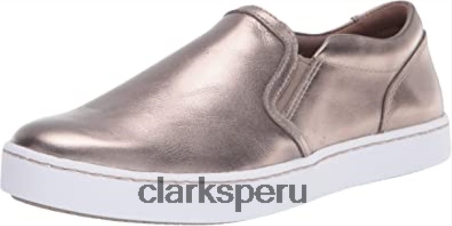 Zapatilla Pawley Bliss para mujer Clarks peltre cuero metalizado mujer Clarks 40N4LX2823 cuero metalizado peltre
