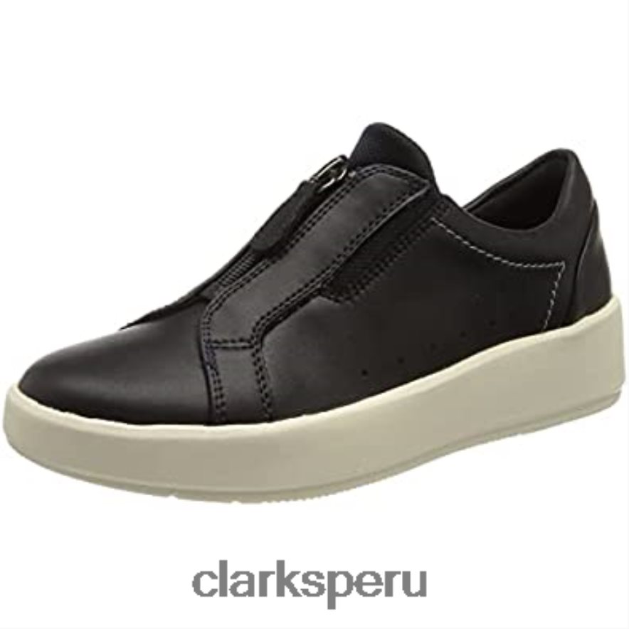 Zapatilla clarks layton rae de cuero azul marino para mujer mujer Clarks 40N4LX537 cuero azul marino