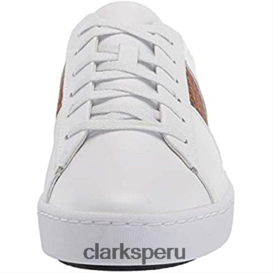 Zapatilla clarks pawley rilee combinada de piel blanca y leopardo para mujer mujer Clarks 40N4LX2779