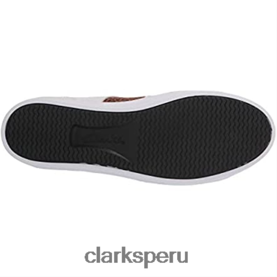Zapatilla clarks pawley rilee combinada de piel blanca y leopardo para mujer mujer Clarks 40N4LX2779