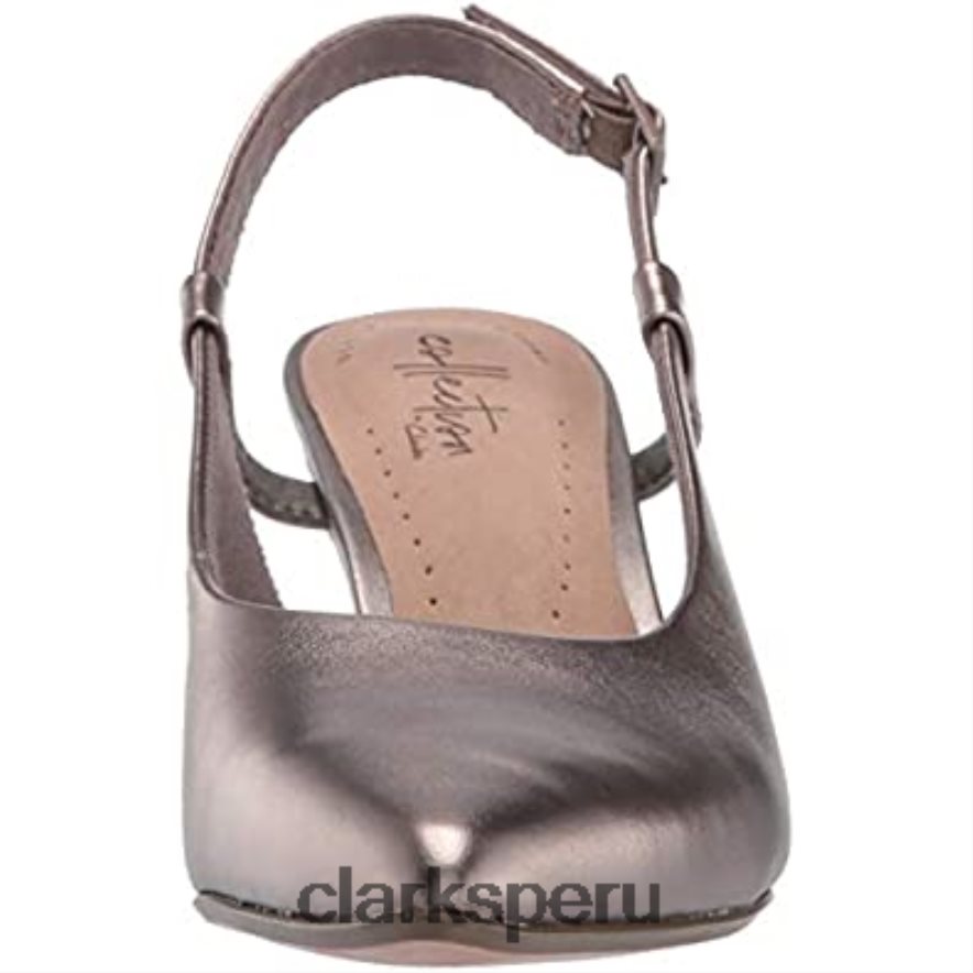 Zapatos de salón Clarks Linvale Loop para mujer de piel peltre. mujer Clarks 40N4LX1122 cuero peltre