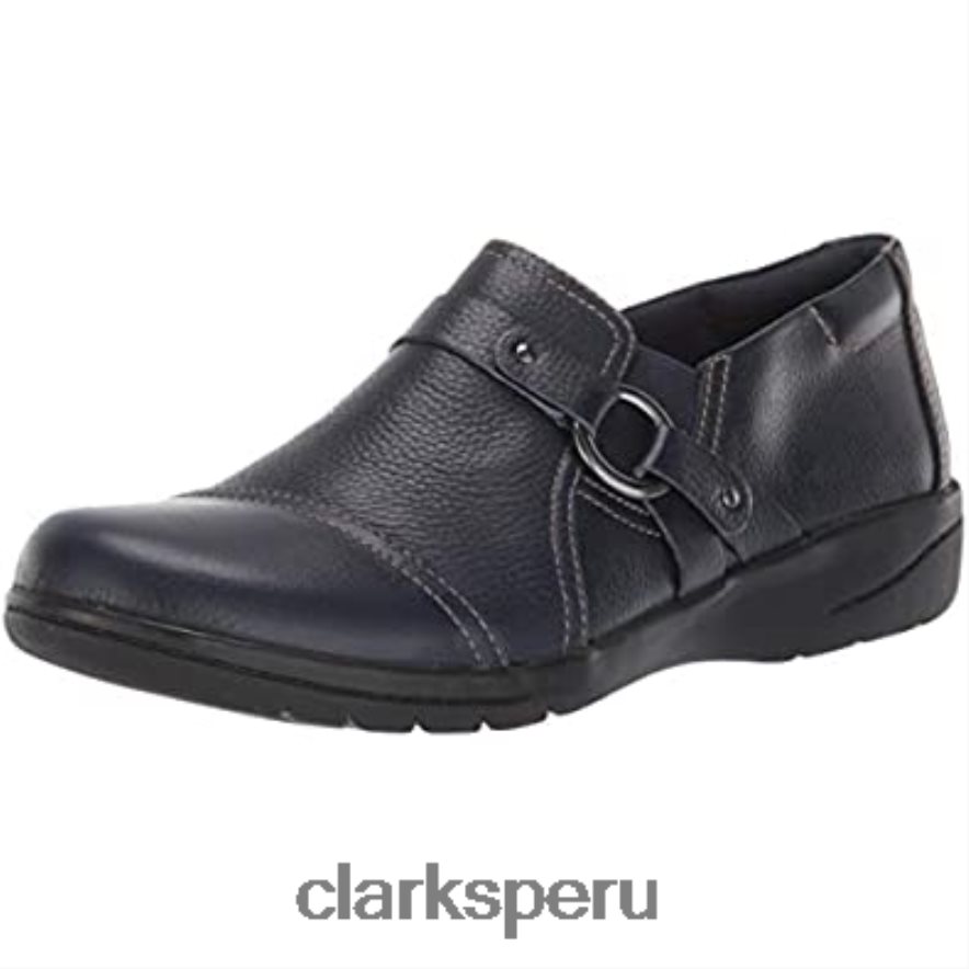 Zapatos de salón clarks cheyn de cuero azul marino para mujer mujer Clarks 40N4LX1737 cuero azul marino