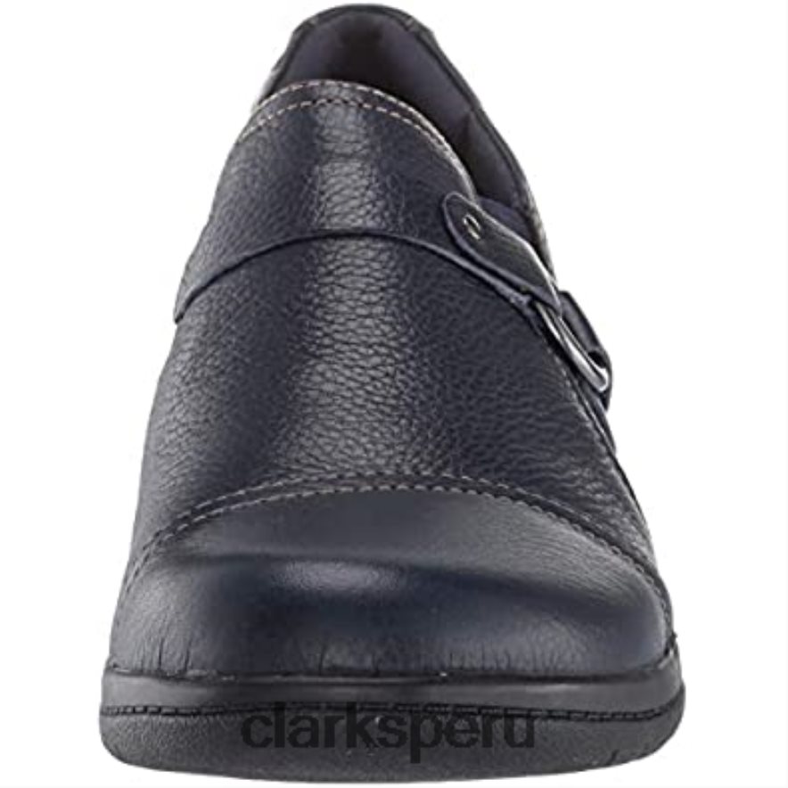 Zapatos de salón clarks cheyn de cuero azul marino para mujer mujer Clarks 40N4LX1737 cuero azul marino