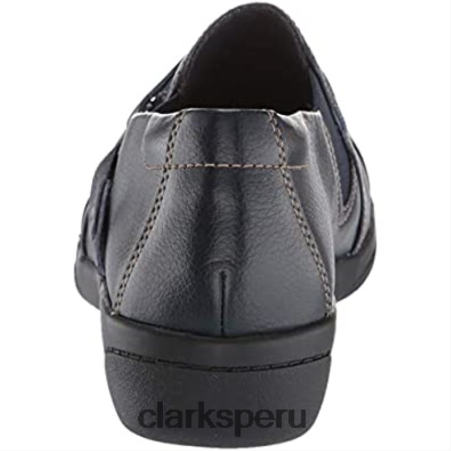 Zapatos de salón clarks cheyn de cuero azul marino para mujer mujer Clarks 40N4LX1737 cuero azul marino
