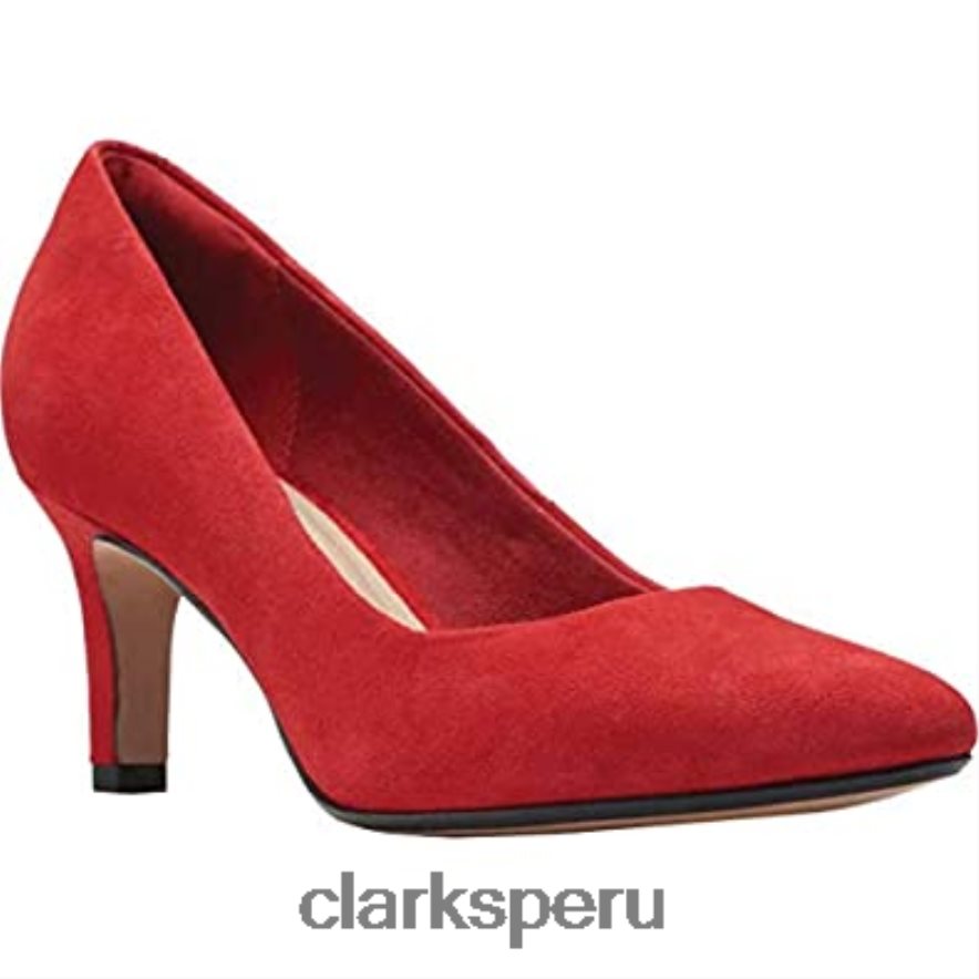 Zapatos de salón clarks illeana tulip de ante rojo para mujer mujer Clarks 40N4LX2648