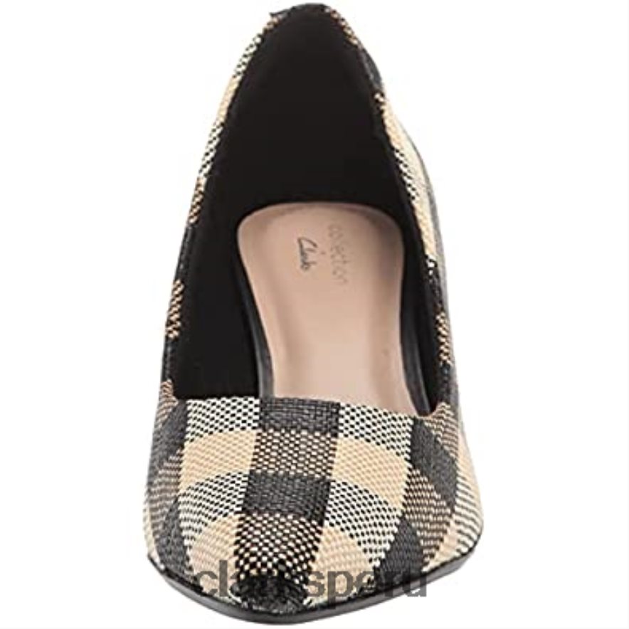 Zapatos de salón clarks linvale jerica negro a cuadros sintético mujer Clarks 40N4LX2170