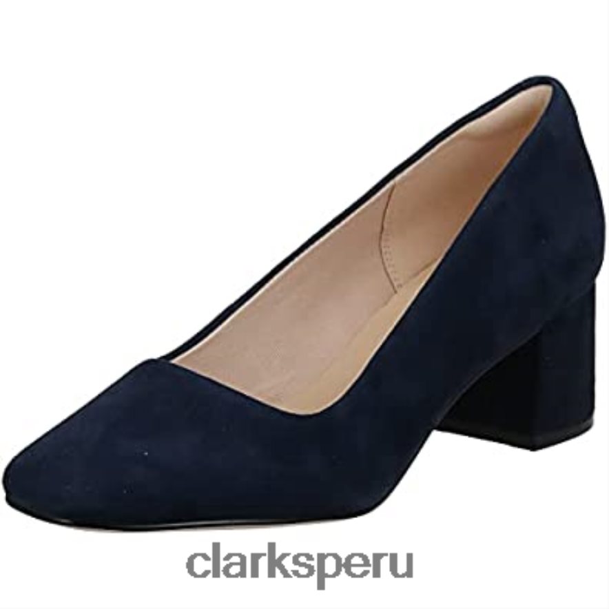 Zapatos de salón con punta cerrada de ante azul marino de Clarks Sheer Rose de ante azul marino beige mujer Clarks 40N4LX275 gamuza azul marino beige