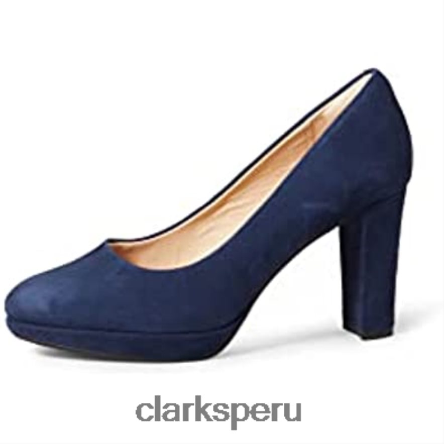Zapatos de tacón cerrados kendra sienna de gamuza azul marino de Clarks para mujer mujer Clarks 40N4LX649 gamuza azul marino