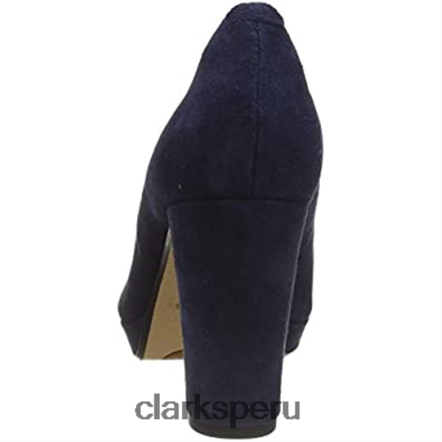 Zapatos de tacón cerrados kendra sienna de gamuza azul marino de Clarks para mujer mujer Clarks 40N4LX649 gamuza azul marino