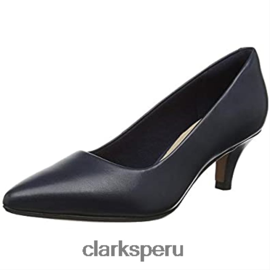 clarks zapatos de tacón linvale jerica de cuero azul marino para mujer mujer Clarks 40N4LX388 cuero azul marino