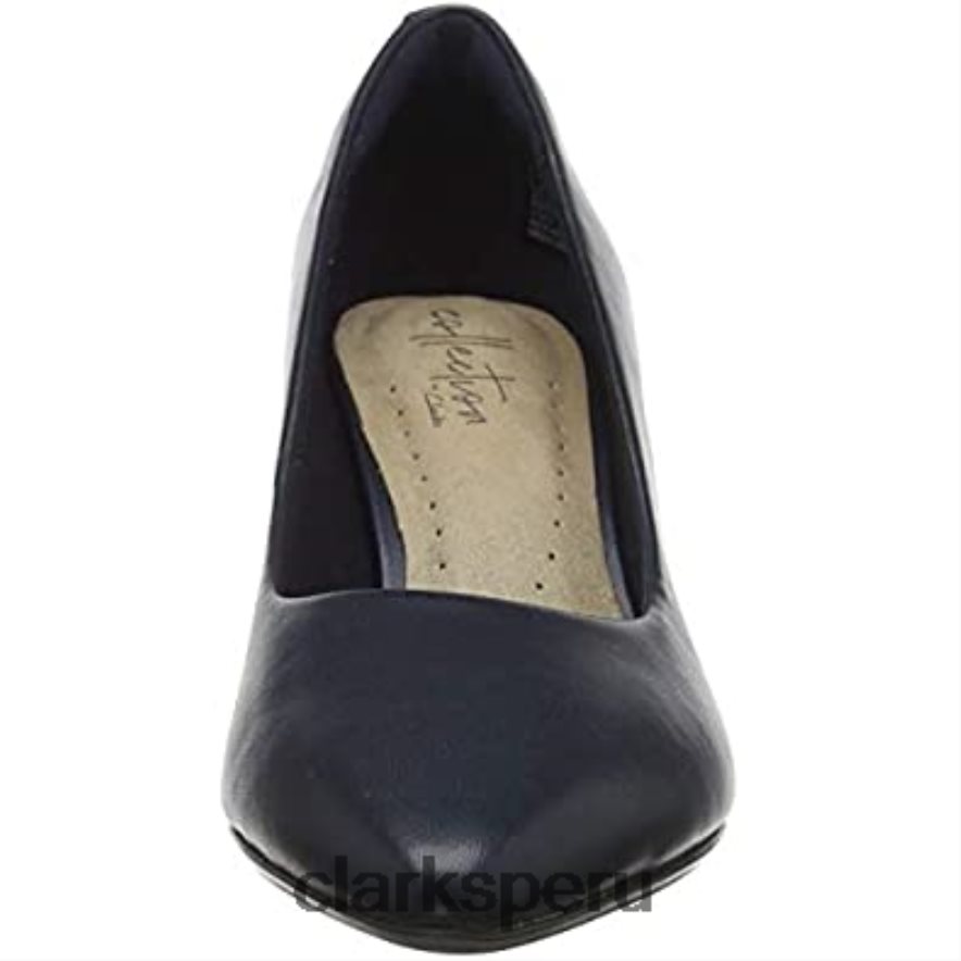 clarks zapatos de tacón linvale jerica de cuero azul marino para mujer mujer Clarks 40N4LX388 cuero azul marino