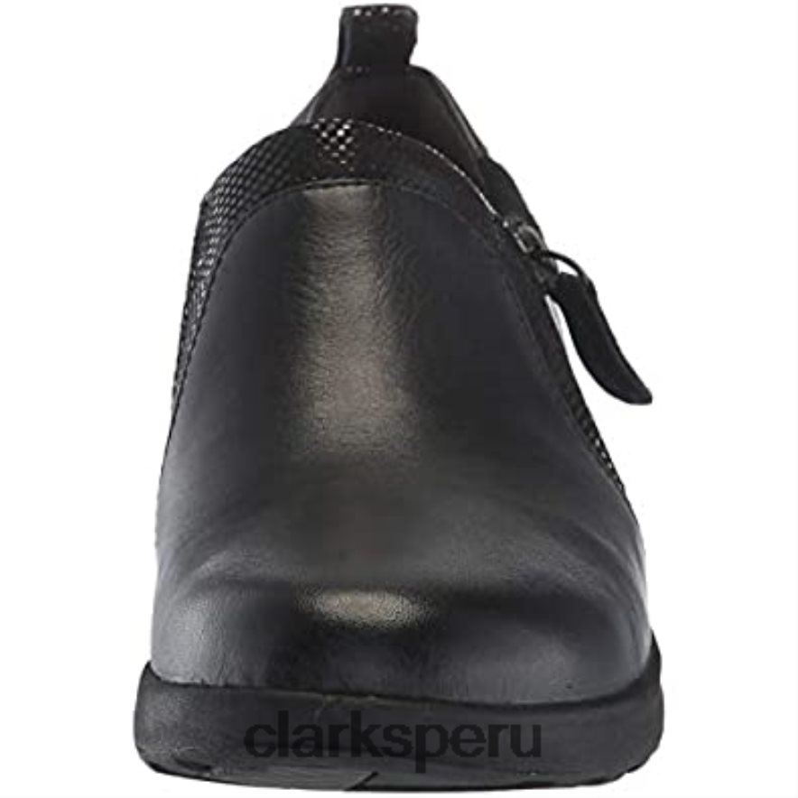 zapatilla con cremallera un adorn para mujer clarks combinación de gamuza de cuero negro mujer Clarks 40N4LX327 combinación de gamuza de cuero negro