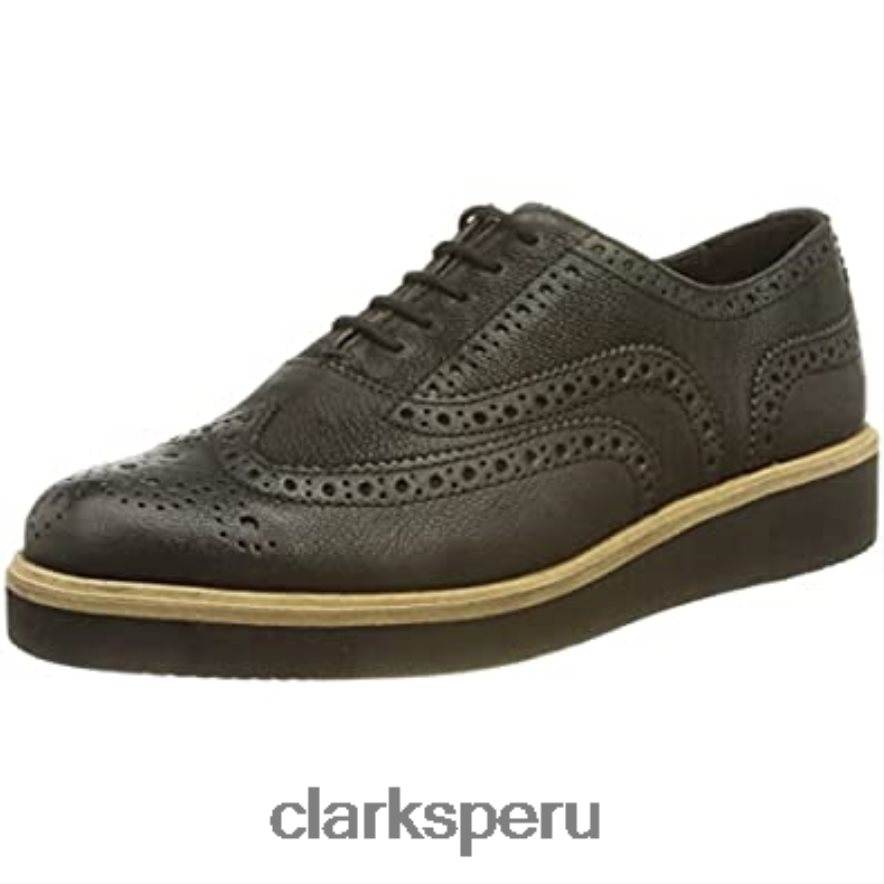 Merceditas planas clarks baille brogue de piel negra para mujer mujer Clarks 40N4LX1963 cuero negro
