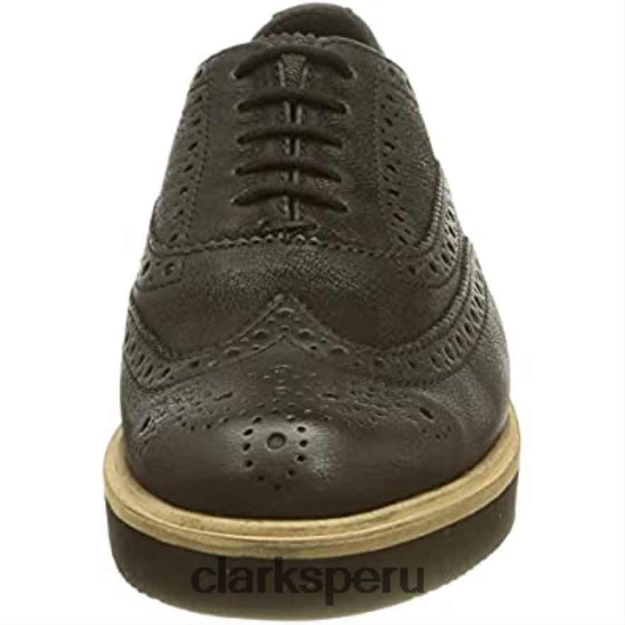 Merceditas planas clarks baille brogue de piel negra para mujer mujer Clarks 40N4LX1963 cuero negro