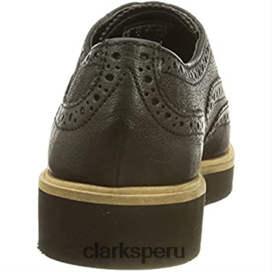 Merceditas planas clarks baille brogue de piel negra para mujer mujer Clarks 40N4LX1963 cuero negro